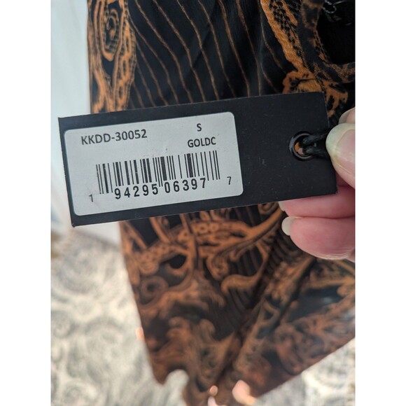 Kendall Kylie Maxi Dress/Swim Cover Womens S Brown Deep V Sheer Handkerchief NEW - Picture 10 of 15